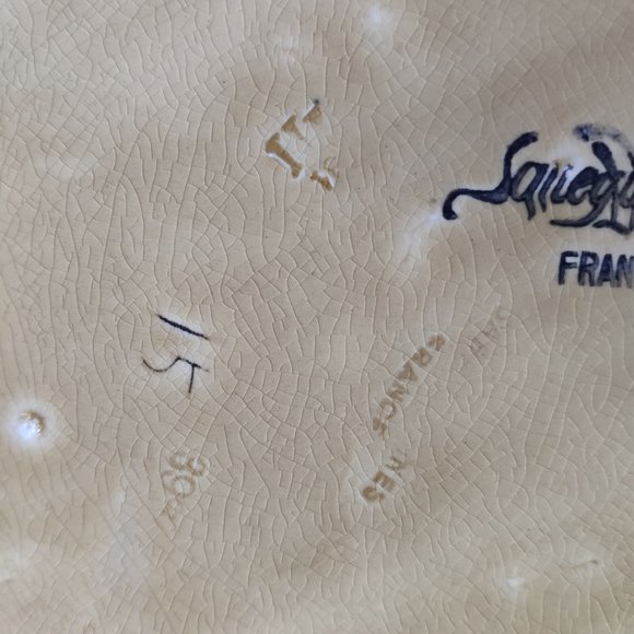 VTG Sarreguemines France Majolica Relief Fruit Platter 11.75" - Picture 9 of 12